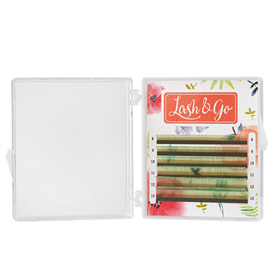 Цветные ресницы Lash&Go микс 0,10/D/8-13 mm "Светло-зеленый" (6 линий) 4630073752306
