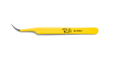 Пинцет для наращивания ресниц Rili, Yellow line, тип Изогнутый 4657763508401
