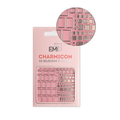 E.Mi Charmicon 3D Silicone Stickers №159 Квадраты серебро 2011000023539