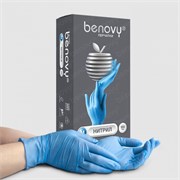 Перчатки нитриловые Benovy L голубые 100 пар 4650266786185
