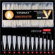 Гелевые типсы Vinimay LONG STILETTO молочные 504 шт 2000000053721