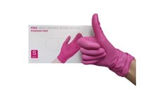 Перчатки Нитровинил Wally Plastic S, розовые 50 пар 2010671704433