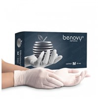 Перчатки нитриловые Benovy M белые 50 пар 4630300507426